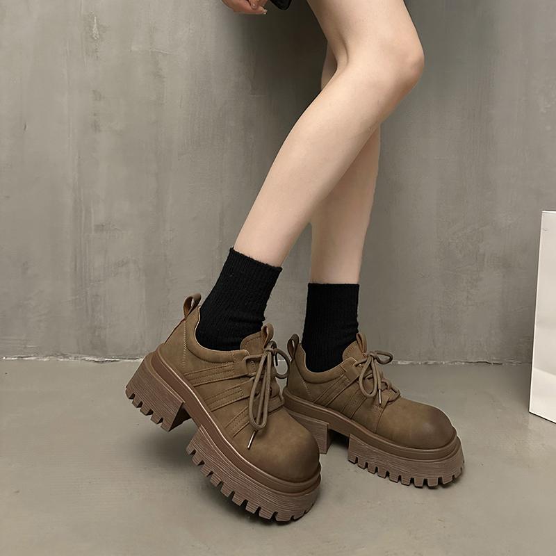 

Мода 2024 Весна и Осень Модные Новые Женские Удобные Нескользящие Туфли С Круглым Носком На Шнуровке С Низким Верхом 40 коричневый