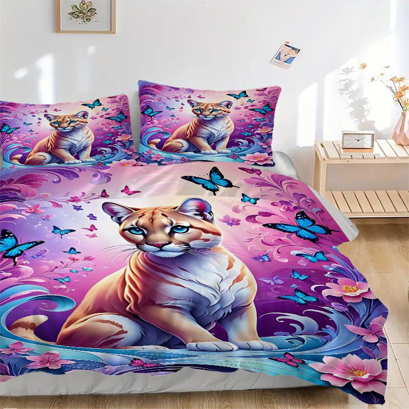 

3pcs Fantasy Animal Art Bedding Set - 1 Duvet Cover + 2 Pillowcases(Core Not Included), Machine Washable Polyester yy251216185 135x200cm
