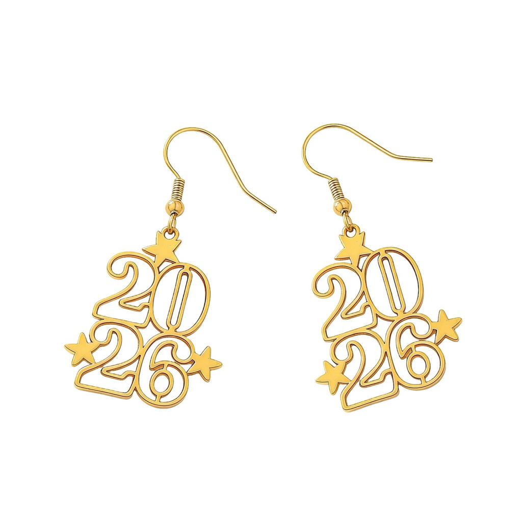 Creative 2026 Theme Earrings Acrylic Texture Geometric Earrings Ear Jewelry Suitable for Elegant Women Daily Wear