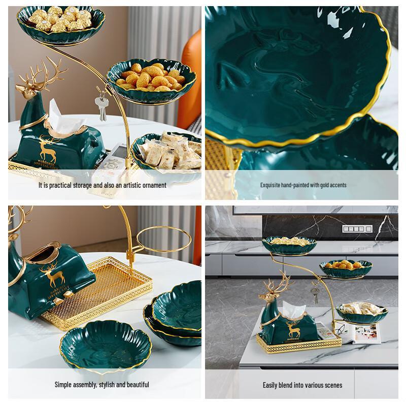 Elegant European Ceramic & Wrought Iron Fruit Plate