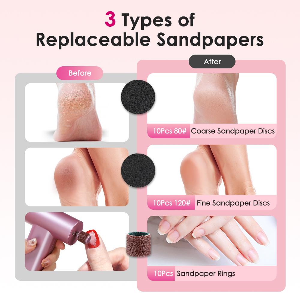 3-in-1 Multifunctional Nail & Foot Grinder Callus Remover for Men & Women's Full Body Muscle Relaxation Electric Massage Gun