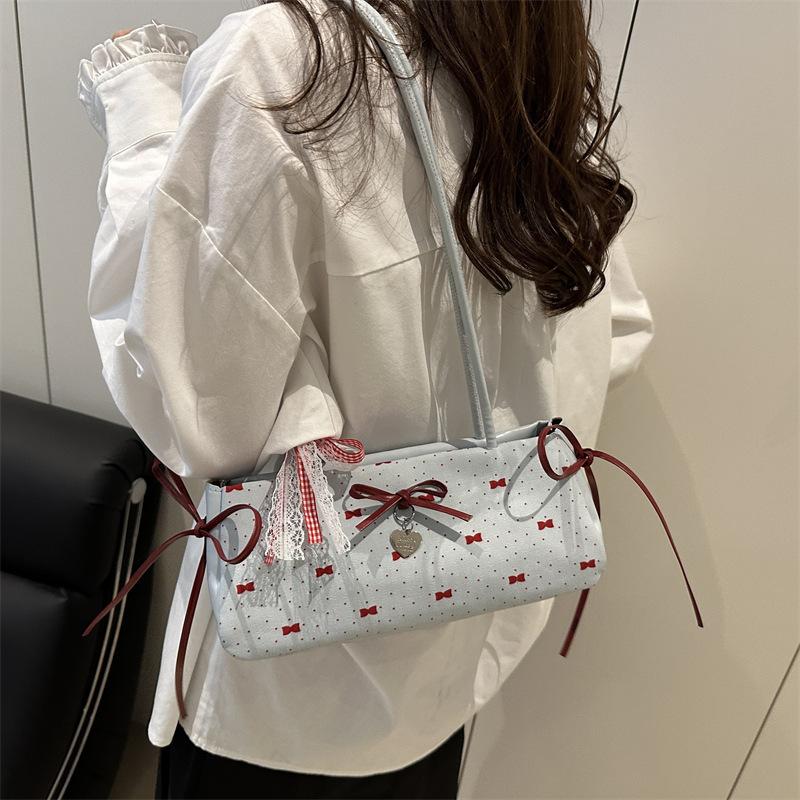 Fashion versatile sweet bow underarm bag women's 2025 summer simple niche high-end single shoulder handbag