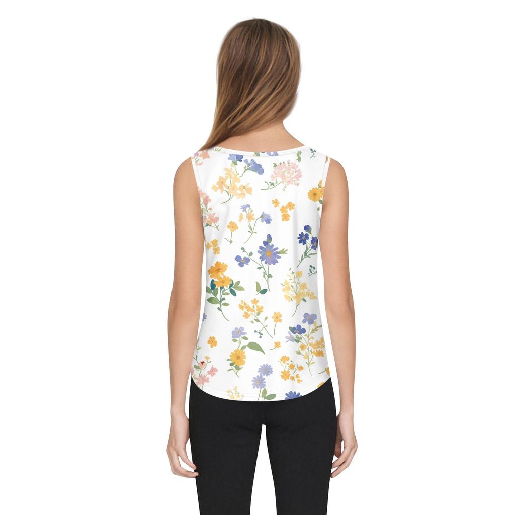 Women's Fashion Casual Basic Pleated Plain Button Square Collar Sleeveless Vest Print Summer Tank Tops