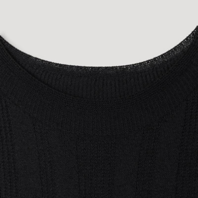 [She S miSS] Round Neck Cap Sleeve Knit SSkpop22130 Bk