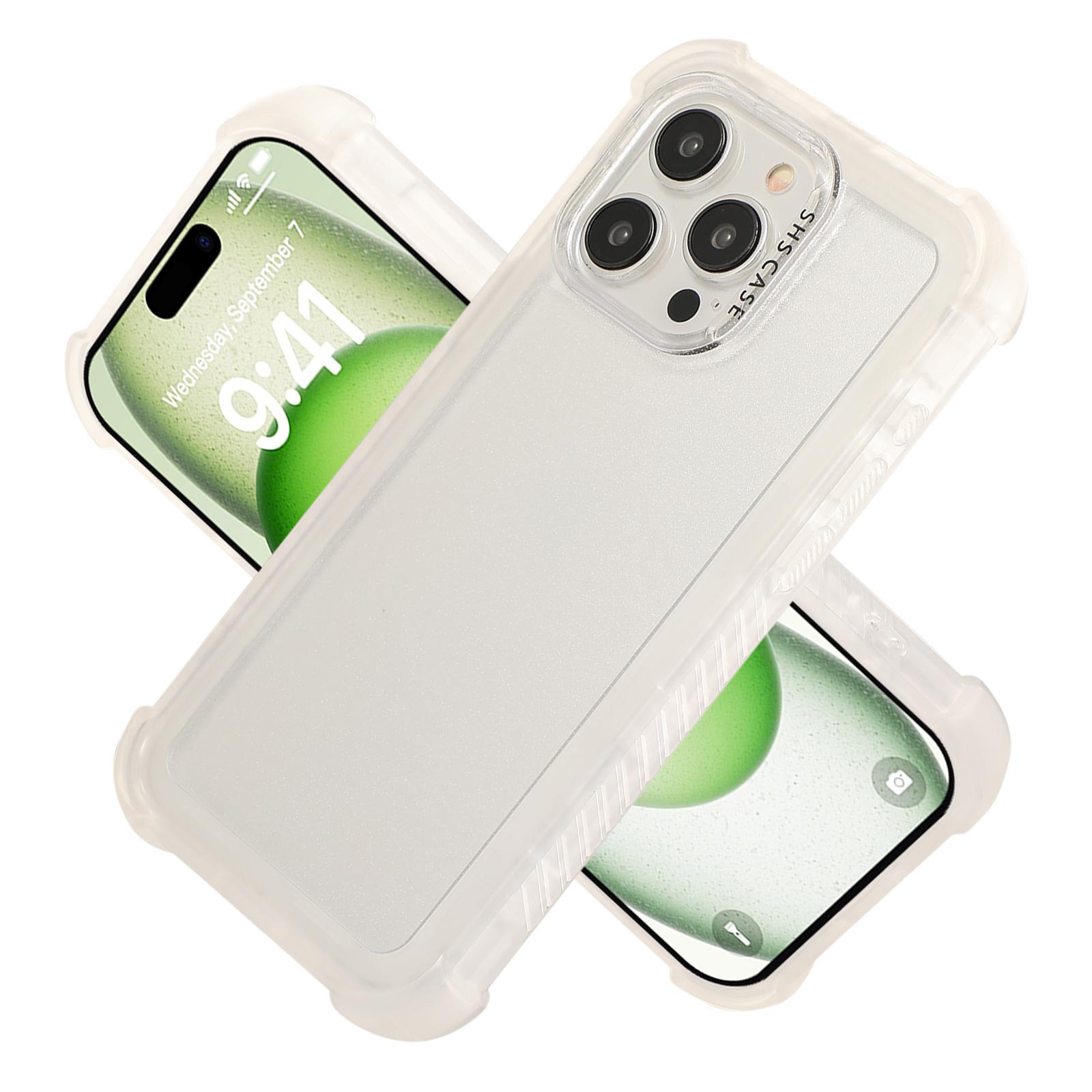 

For iPhone 16 Pro Max Matte Case TPU+PC 3-in-1 Protective Phone Cover White