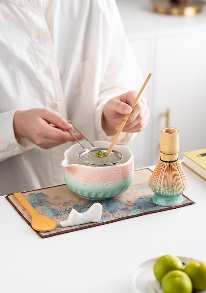 Song Dynasty Matcha Bowl and Whisk Set - Japanese Tea Ceremony Accessory.
