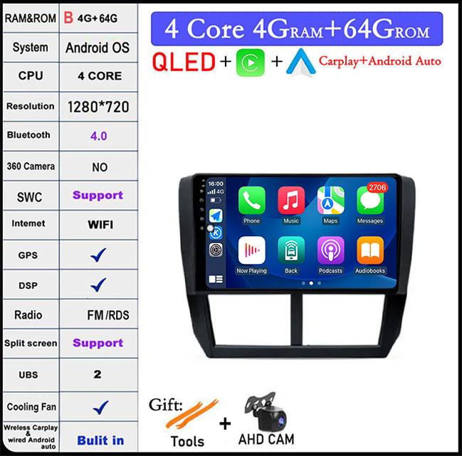 9 Lnch For Subaru Forester 3 SH WRX 2008-2014 Android 14 Car Radio Video GPS IPS Multimedia Stereo Screen DSP Auto Navigation