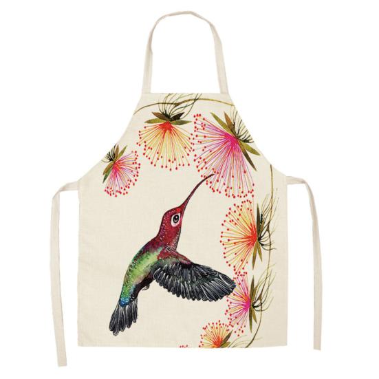 

Безусадочный нагрудник для приготовления пищи, льняной фартук с цветочным узором, устойчивый к царапинам, невыцветающий фартук, товары для дома H