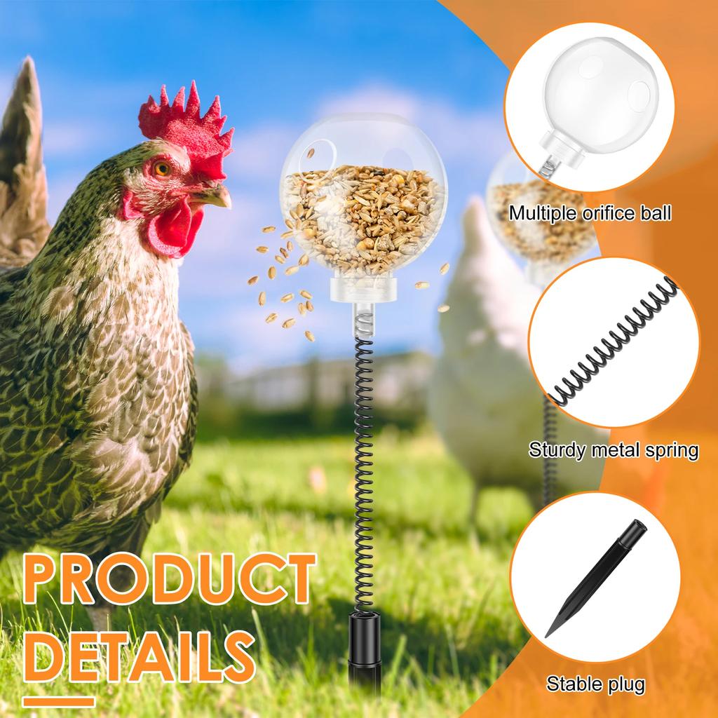 2piece Interactive Chicken Peck Dispenser Toy Chicken Pecking At Toys Puzzle Swinging Slow Feeder for Poultry Ducks and Birds