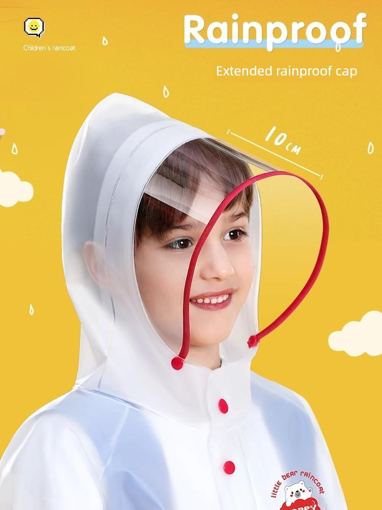 Children's Raincoat for Boys and Girls, Thickened Waterproof Transparent Raincoat for Primary School Students, Special for School Use, with Backpack