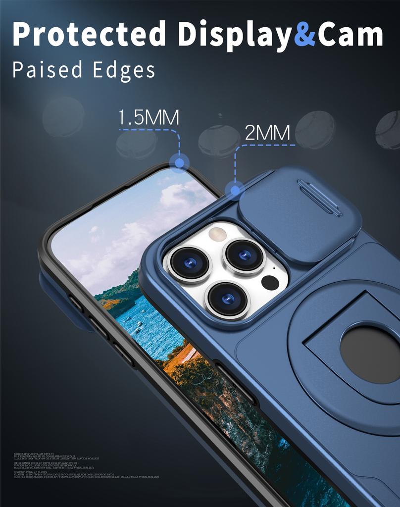 Luxury Magnetic Slide Camera Protection Case For iPhone 16 15 14 13 12 11 Pro Max Plus X XS XR 8 7 For Magsafe Ring Stand Cover