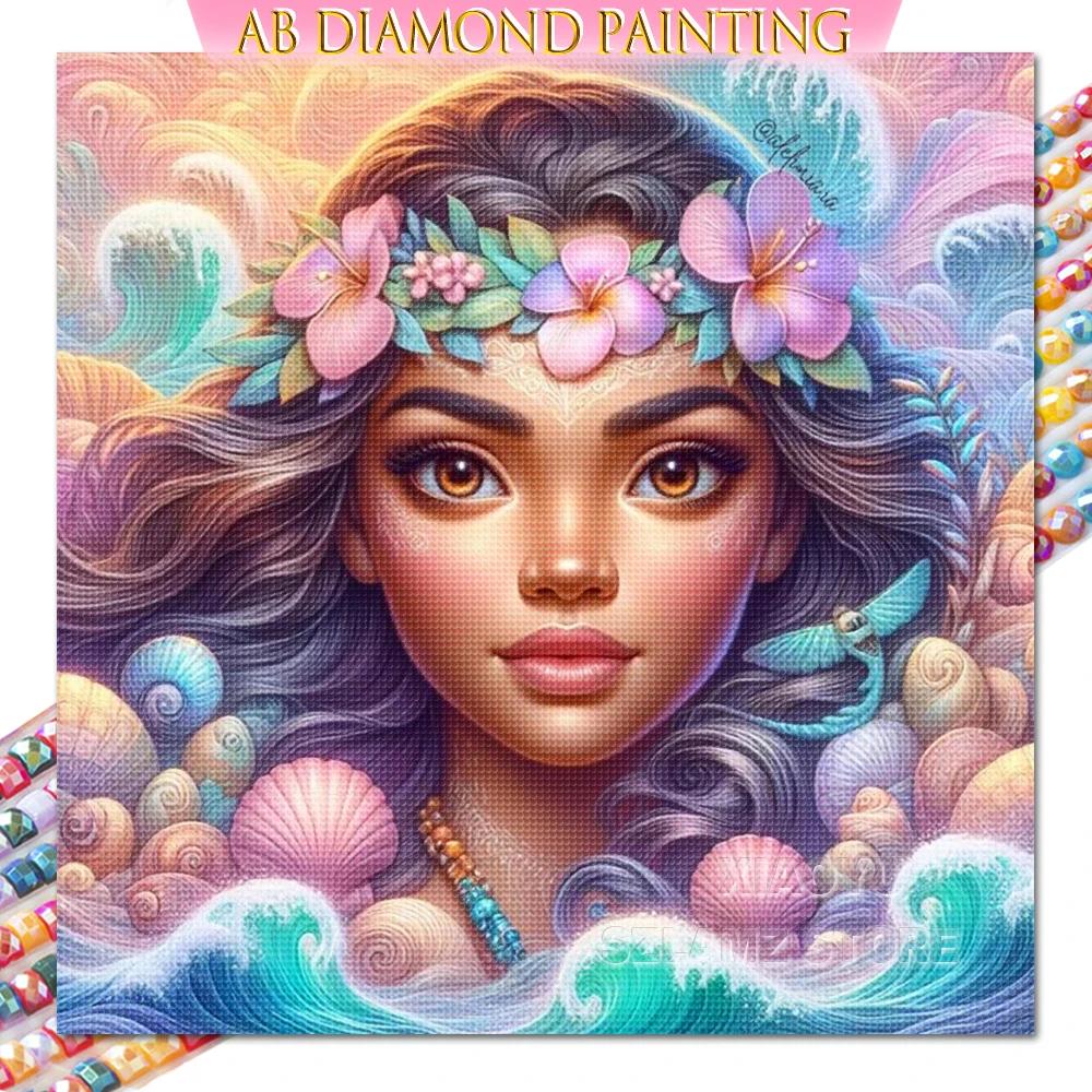 Princess Tiana Diamond Painting Kit AB Round Drills Art Embroidery Mosaic Handmade Gift New Wall Decoration Products