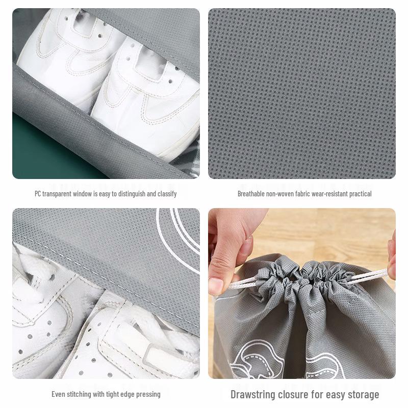 Průhledný prachotěsný úložný a cestovní obal na bílé boty