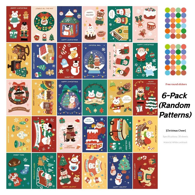Christmas Greeting Card Vintage Santa Snowman Christmas Cards Holiday Greeting Cards For Friends 1/2/4/6/10 Design Randomly Sent