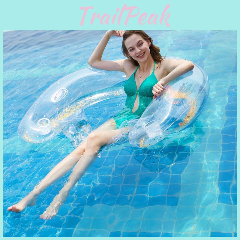 Pvc Material Glittery Inflatable Lounge Chair In Gold Sequins 141*100*30cm