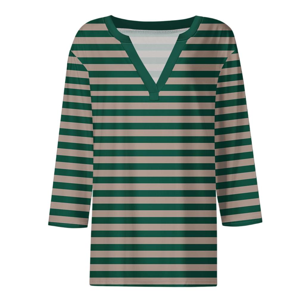 3/4 Sleeve Shirts For Women Tees Blouses Casual Plus Size Basic Tops Pullover Ladies Tunic Blouses