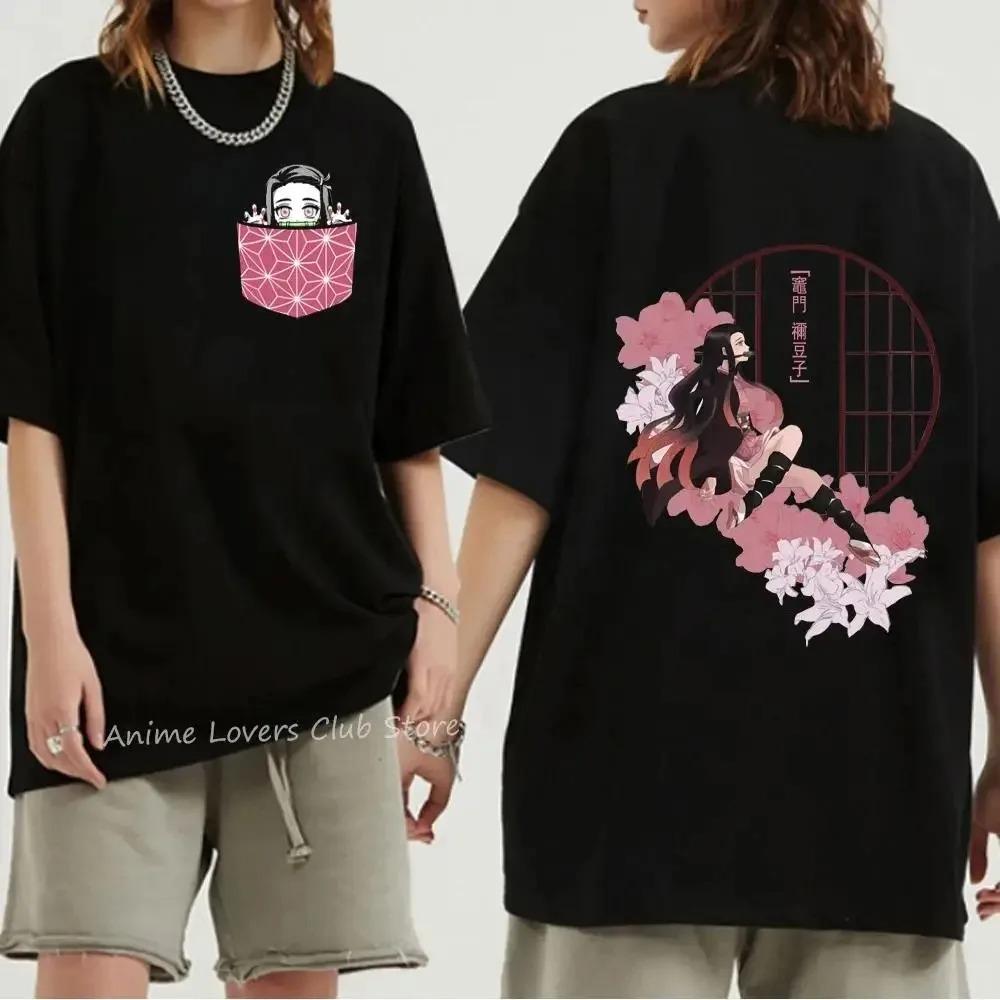 Japanese Anime Demon Slayer Graphic Print T Shirt Summer Oversized Men T-Shirt Fashion Casual Women Crew Neck Short Sleeve Tees