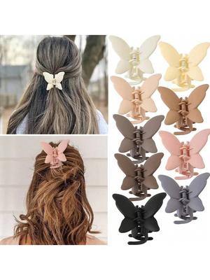 9 Damen Neue einfarbige mattierte Sprühfarbe Schmetterling Persönlichkeit Mode Krallenclip Hinterkopf Haar-Krallenclip