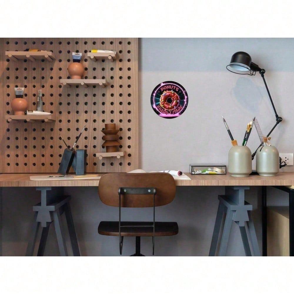 Enhome 8x8 Inch Round Donut Tin Sign Retro Metal Poster Kitchen Wall Art Decor Cafe Bar