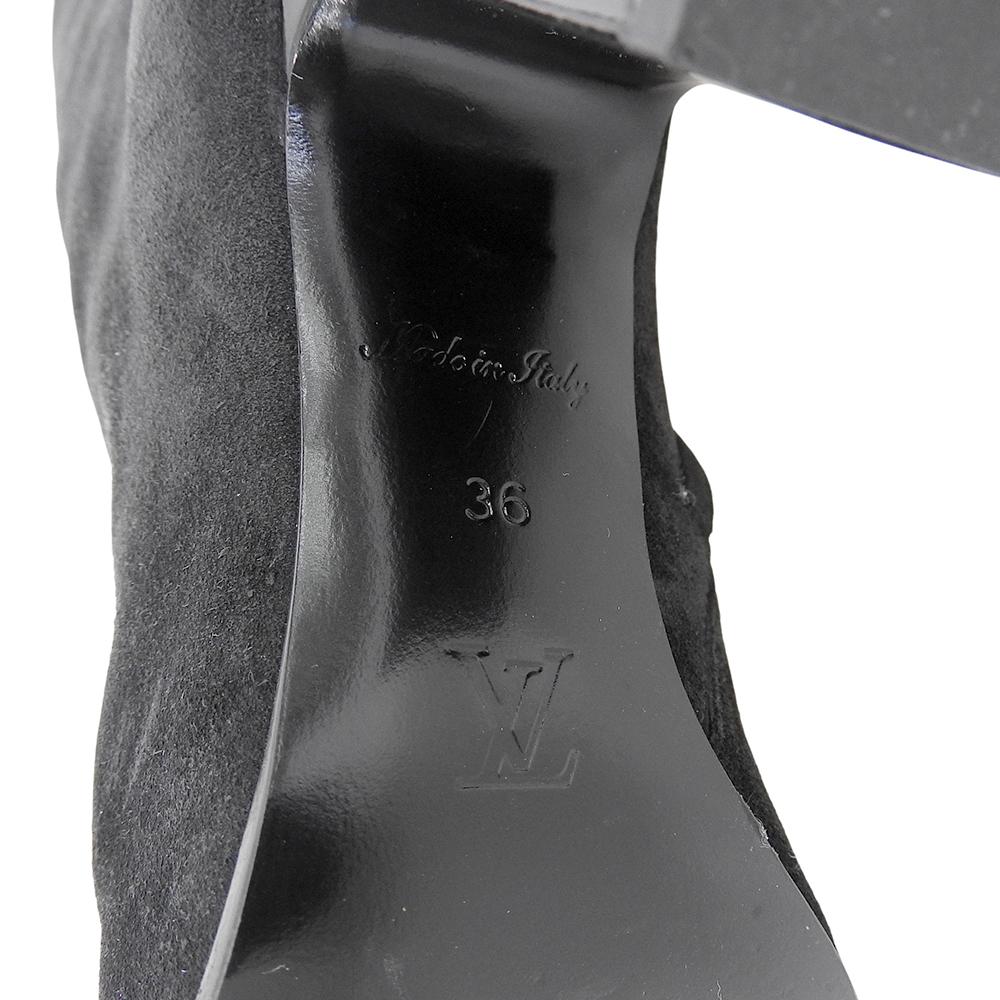 Louis Vuitton Ausgezeichneter Zustand Wildleder LV Donnaline klobige Absatzstiefel, Damen, schwarz, Größe 36, LW2403 Schuhe 36 schwarzBenutzt