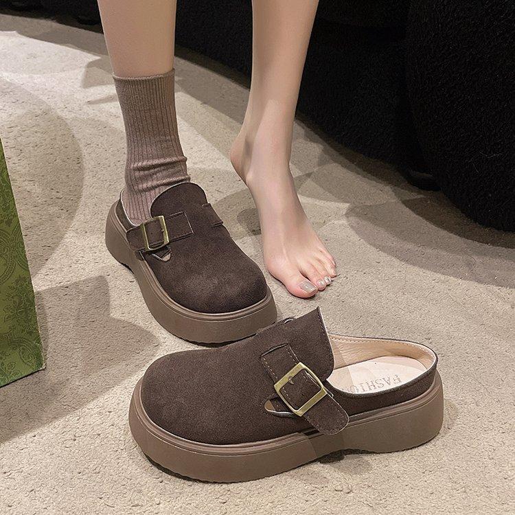 [Youshilai] High-end Thick-soled One-pedal Women's 2025 Spring New Baotou Casual Versatile Lazy Single Shoes
