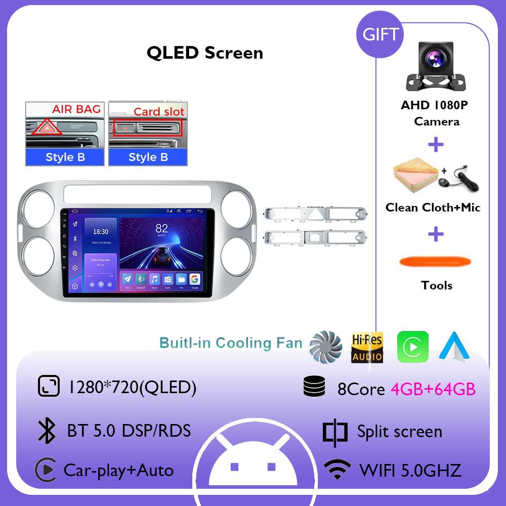 Android 14 Auto Carplay For VW Volkswagen Tiguan 1 NF 2006 2008-2012 2013 2014 2015 2016 Car Radio Multimedia GPS Player Stereo