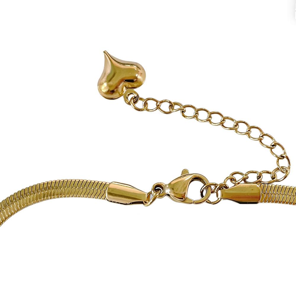 Gold-Plated Snake Bone Chain Anklet - Adjustable Cuban Chain in Stainless Steel, Trendy Jewelry.