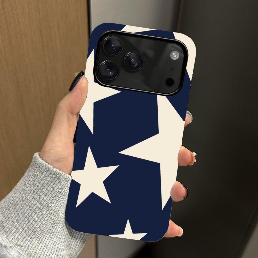 Blue background and white star 2-in-1 phone case suitable for iPhone 17 16 15 14 13 12 11 Pro/Max/Plus anti drop and shockproof
