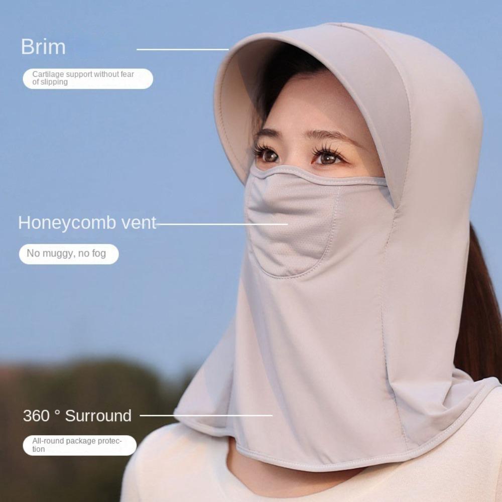 Dustproof Sunscreen Face Cover Solid Color UV Protection Veil Breathable Ice Silk Mask  Cycling