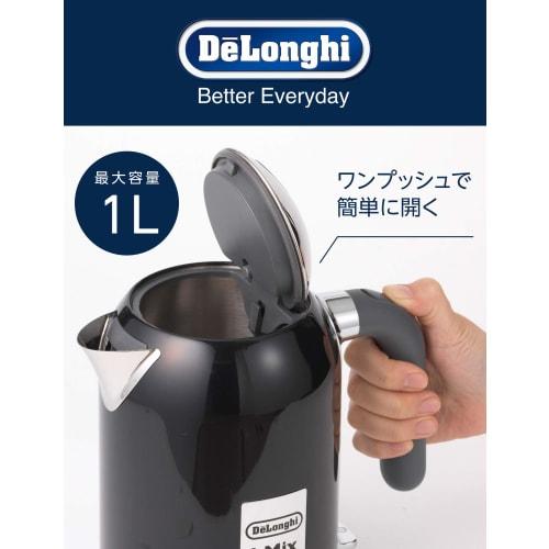 DeLonghi De'Longhi Electric Kettle KMix kMix ZJX650J-BK Stainless Steel 1.0L One Push Open Foreign Matter Prevention Filter Easy to See Water Meter Ea