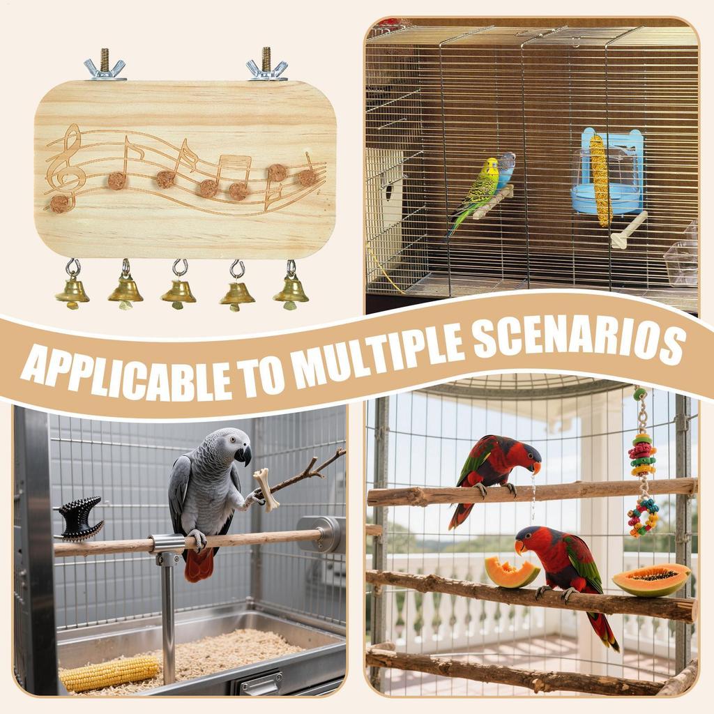 Bird Perches for Cage Wood Parrot Perch Swing Stand Chew Toys Pet Supplies with Bells for Cockatiel Lovebird Small Animals