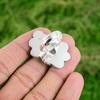 Natural Rainbow Moonstone Statement Flower White Adjustable Ring 925 Silver