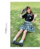 Gentle JK Plaid Pleated Skirt - High Waist Japanese School Uniform for Women