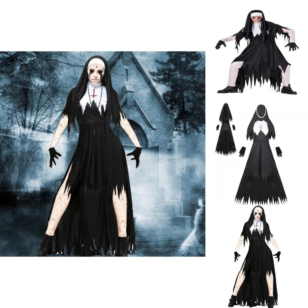 Scary Nun Costume For Women Halloween Cosplay Outfit For Scary Fun