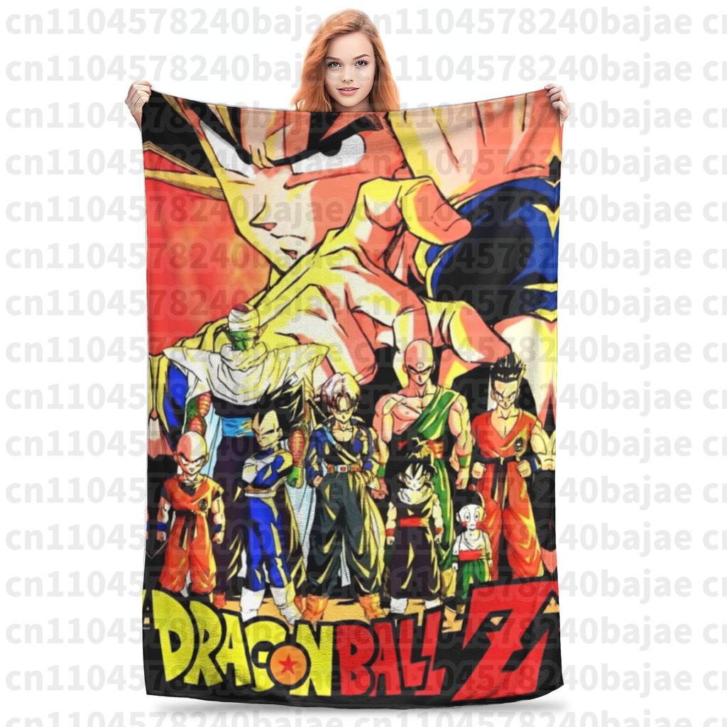 Dragon Ball Z Knitted Blanket Flannel Anime Son Goku Soft Throw Blankets for Bed Bedroom Quilt