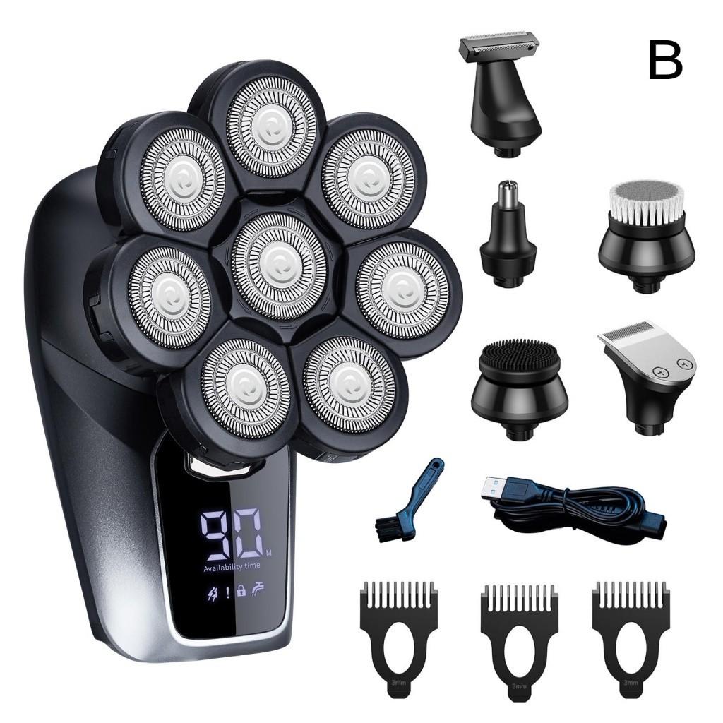 Upgrade Waterproof Rotary Shaving Equipment Multifunctional 8D Face Head Electric Shavers LED Display Electric Bald Head Shaver