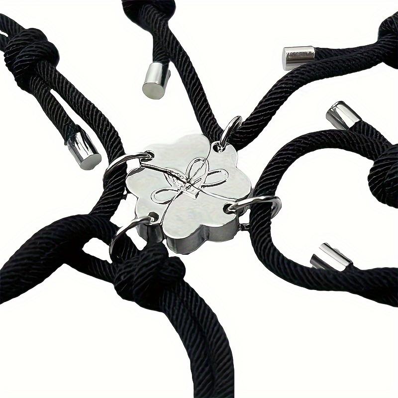 4 peças/conjunto Pulseira de trevo da sorte de liga masculina para bons amigos, família, combinação de 4 ímãs em forma de coração, pulseira de tecelagem criativa, presente de 20g