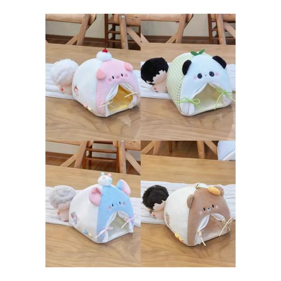 Cama de Boneca para Crianças Brinquedos de Casa de Brincar Forma de Animal Imaginativa Cama de Boneca de Pelúcia para Brincadeira Criativa e Decoração Cozy de Interior