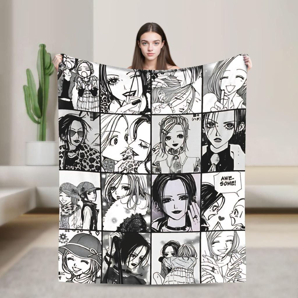Nana Osaki Knitted Blankets Flannel Classic Anime Manga Super Soft Throw Blanket for Airplane Travel Bedspread