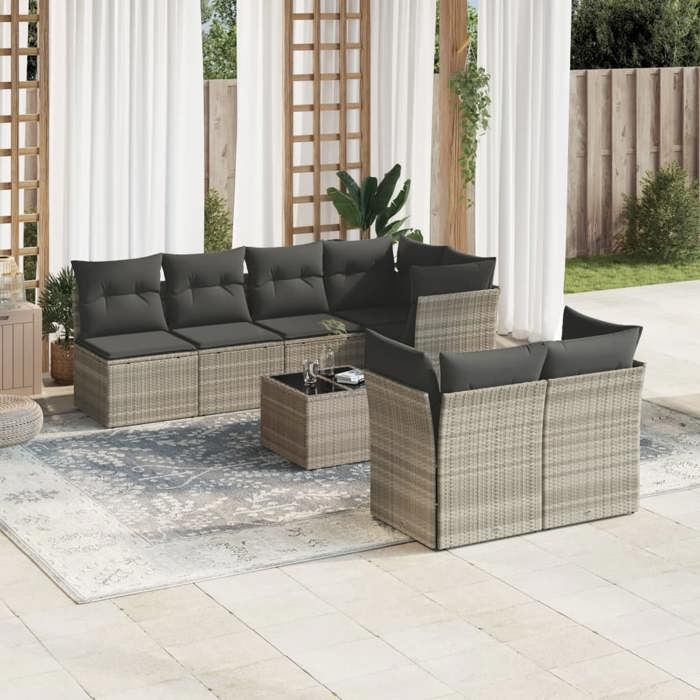 VidaXL Garden Lounge Set with Cushions 8 Pcs, Sofas with Adjustable Feet, Outdoor Furniture Set Patio Terrace, 3217302