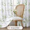Green and White Privacy Sheer Curtains Length 2 Panels,Leaf Floral Printed Light Filtering Semi Sheer Window Curtains Drapes for