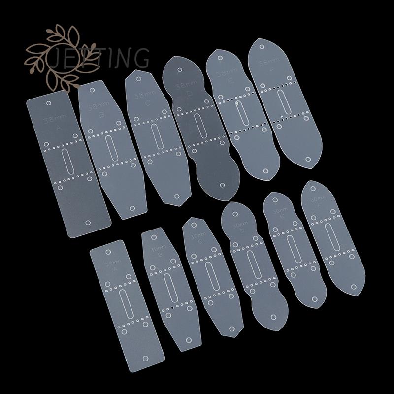 6Pcs/Set PVC Leather Belt Buckle Head End Templates Punching Mould Stencil Tool DIY Leather Craft Tool