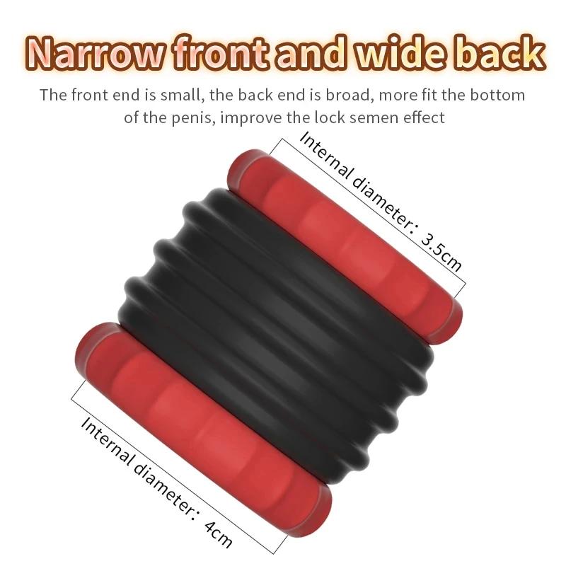 Removable Silicone Penis Ring Time Lock Cock Lasting Erection Extender Scrotal Testis Restriction Sex Chastity Toys For Male 18