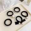 Pack Of 5 Elastic Hair Tie Set With Artificial Pearl Design For Women Girl NonSlip Hairband Hair Rope for Everyday Wear