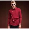 Heren Navy Blauw Diagonaal Knoop Dress Shirt, Gouden Borduurwerk Slim Fit Lange Mouw Shirt