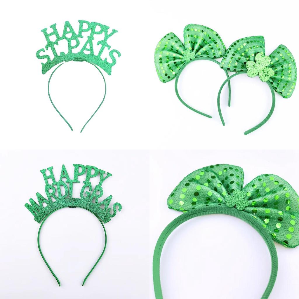 St. Patricks Day Hair Band Bow Tie Shamrock Green Irish Headband Girl Party Gift