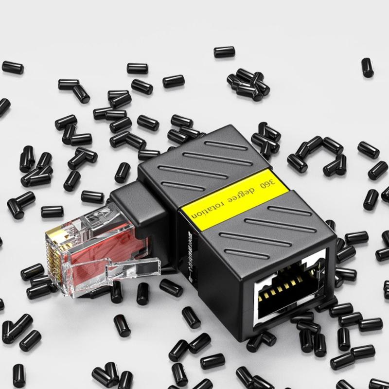 90Degree Rotatable Ethernet Coupler For Cat6 Cables Male And Female RJ45 Connectors 360 Rotating 1000mbps Bandwidth