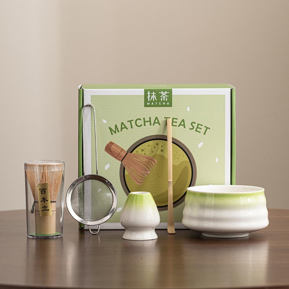 5PCS New Bamboo Ceramic Matcha Tea Set Reusable Traditional Japanese Matcha Whisk Japanese Chasen Tea-making Tools