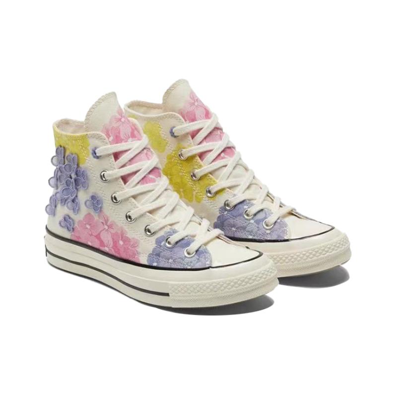Converse 1970s Chuck Taylor All Star Lace-up High Top Espadrille Women's Floral Yellow Purple