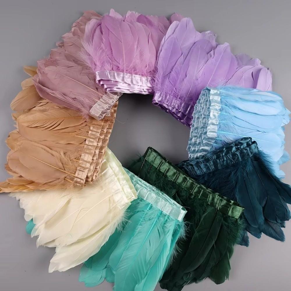 DIY 2M Feather Trims Fluffy Dyed Goose Real Geese Duck Feathers Natural Handmade Crafts Fringe Ribbons Wedding Accessories